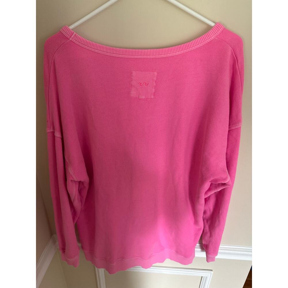 Aerie | Hot Pink Garment Dyed Off the Shoulder Preppy Crewneck Pullover Lounge - Picture 8 of 11
